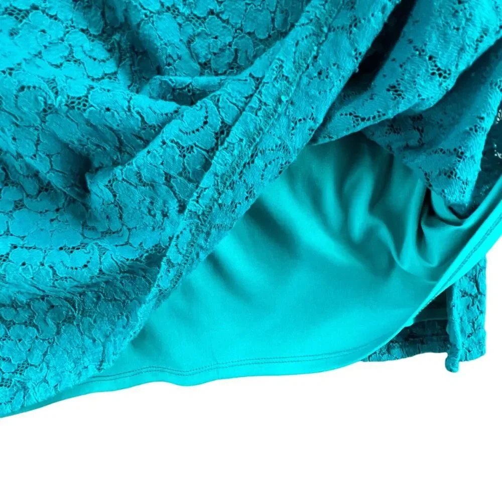 Lane‎ Bryant Tank Top Womens Plus 22-24 Teal Green Floral Lace Feminine Layering - Picture 4 of 8